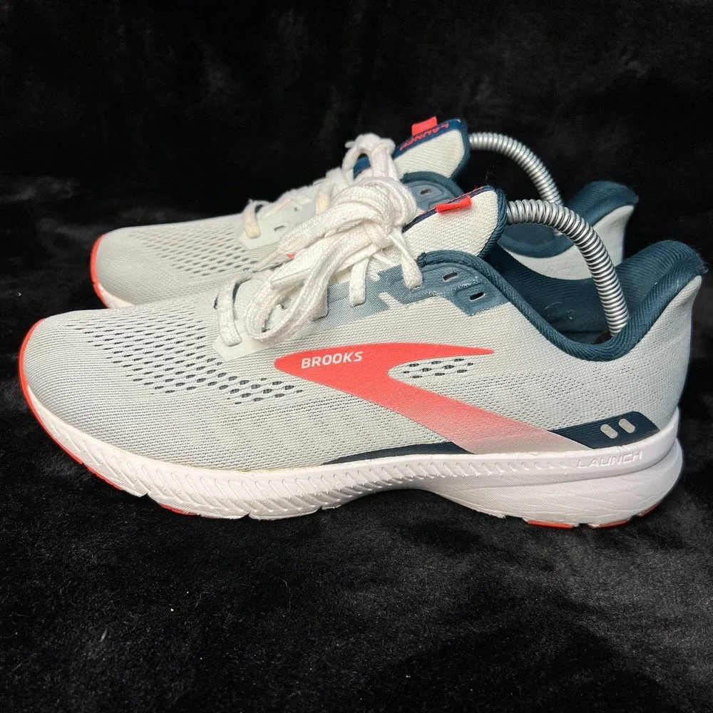 Brooks‎ Launch 8 Womens 9.5 B Running Shoes Ice Flow Navy Pink Athletic Sneaker